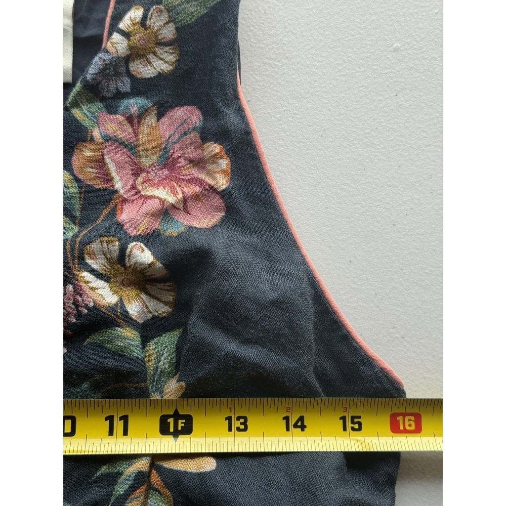 FARM RIO Maira Floral Linen Plunge Maxi Dress Women's Size M Navy Blue - Picture 11 of 16